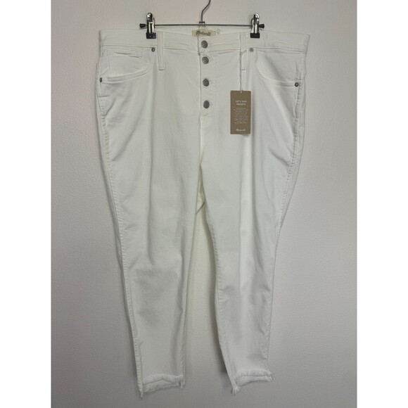 Madewell Sz 35 Petite 10" High-Rise Skinny Jeans Pure White Step-Hem Edition NWT - Picture 5 of 15